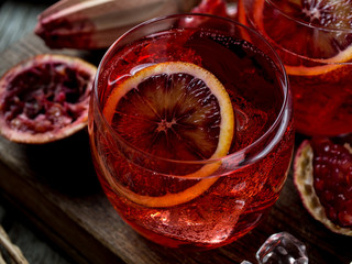Blood orange and pomegranate cocktails