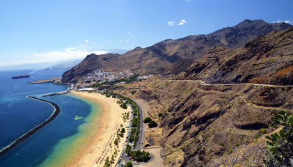 View on Las Teresitas beach near Santa Cruz de Tenerife in the north of Tenerife, Canary Islands, Spain.