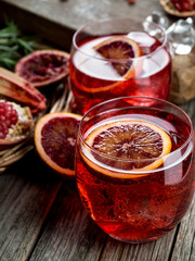 Blood orange and pomegranate cocktails