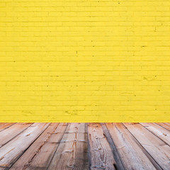 room interior with yellow brick wall  background