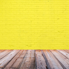 room interior with yellow brick wall  background