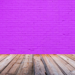 room interior with purple  brick wall  background