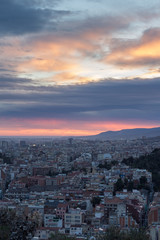 Fototapeta na wymiar Panoramic view of Barcelona city from the mountain, Spain.
