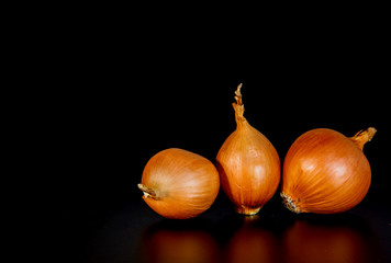 Onion on a black background