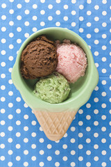 cone with flavorful ice cream