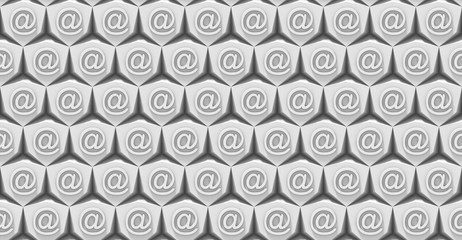 seamless 3d pattern of email symbols on an array of white hexagon objects