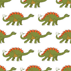 Vector illustration of a seamless repeating pattern of dinosaur