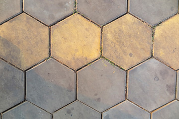 Modern hexagonal paving tiles