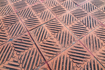 Red square paving tile of a modern Asian bridge