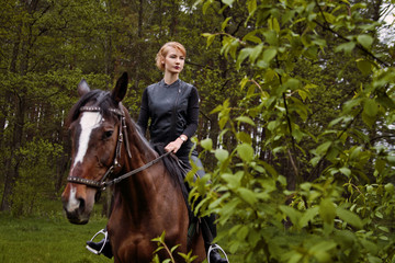 beautiful girl and a horse
