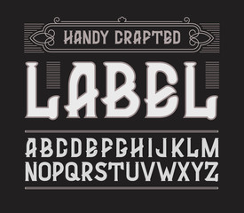 Vector red handy crafted vintage label font.