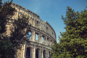 Fototapeta na wymiar Colosseum in Rome, Italy, Europe, Vintage filtered style 