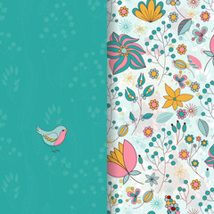 Card with round floral pattern.