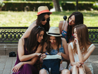 Fototapeta premium five beautiful young girls