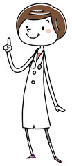 イラスト素材:女医　ポーズ　チェック