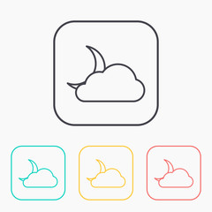 color icon set of cloudy night