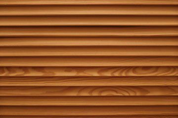 Shield with a large number of parallel wooden logs texture. Wood blinds.