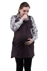 Pregnant young woman and burp