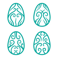 Happy Easter eggs vector card illustration hand drawn with easte