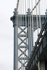 low angle shot of a manhattan bridge in new york