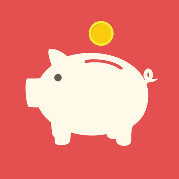Piggy bank icon (flat design)