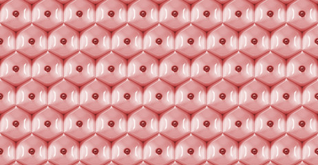 shiny abstract background pattern made of pink hexagons and tiny pink spheres (seamless)