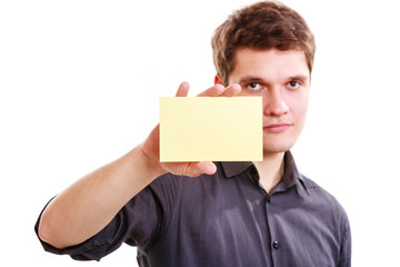 Young man with piece of paper.