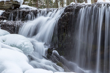 Weaver's Creek Falls Winter View in Owen Sound, Ontario, Canada