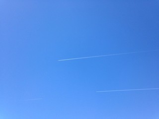 two jets in clear blue sky