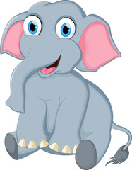 funny elephant cartoon sitting