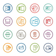 Flat Design Mobile Devices and Services Icons Set.