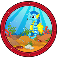 Cute seahorse cartoon © sanga9