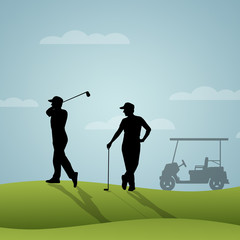 Golfers silhouette