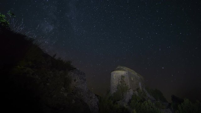 stars timelapse with mountain hermitage