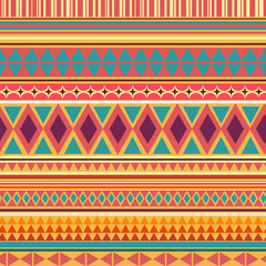 Colorful tribal geometric Aztec seamless pattern