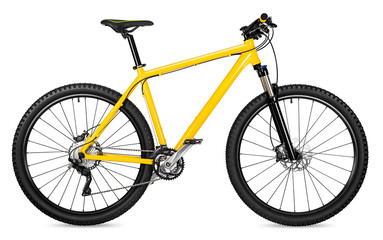 new yellow mountain bike bicycle isolated on white background / Neues mountainbike Fahrrad gelb...