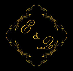 EQ initial wedding with floral