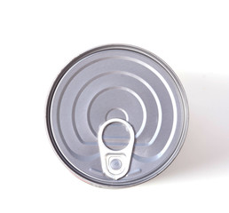 Food can on white background, view from the top 
