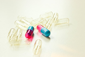 Blank Capsules Isolated on the White Background