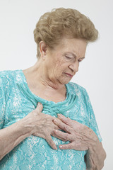 Elderly woman with heart burn