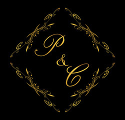 PC initial wedding with floral