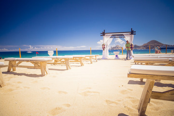 beach wedding set up