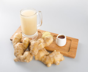 Ginger tea or herbal tea on a background.