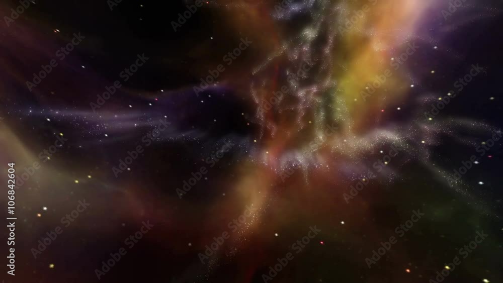 Sticker the heavens 0503: flying through star fields in space (loop).