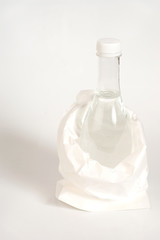 clear water bottle in bag