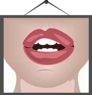 poster of female's lips.