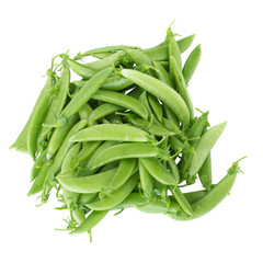 sweet fresh green peas isolated on white background