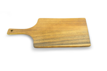 Wooden chopping board isolated on white background