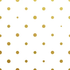 Cercles muraux Polka dot Motif de paillettes transparentes à pois or sur fond blanc