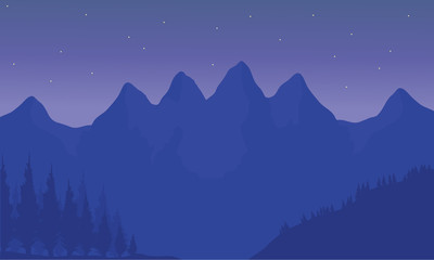 Fototapeta na wymiar Silhouette of mountain with purple background